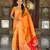 orange paithani silk blend saree with zari weaving motifs 