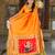 orange paithani silk blend saree with zari weaving motifs 