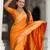 orange paithani silk blend saree with zari weaving motifs 
