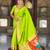 parrot green paithani silk blend saree with zari weaving motifs 