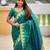 rama green paithani silk blend zari weaving saree with meenakari pallu 