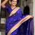 royal blue paithani silk blend saree with zari weaving motifs 