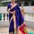 royal blue paithani silk blend saree with zari weaving motifs 