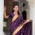 wine paithani silk blend saree with zari weaving motifs 