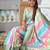 green silk blend meenakari zari weaving saree with contrast pallu