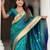 rama green paithani silk blend saree with zari weaving motifs 