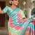 turquoise silk blend meenakari zari weaving saree with contrast pallu