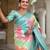 turquoise silk blend meenakari zari weaving saree with contrast pallu