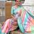 turquoise silk blend meenakari zari weaving saree with contrast pallu