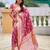 pink banarasi silk blend saree with zari weaving meenakari