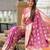 pink banarasi silk blend saree with zari weaving meenakari