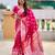 pink banarasi silk blend saree with zari weaving meenakari