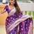 purple banarasi silk blend saree with zari weaving meenakari