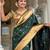 green paithani silk blend zari weaving saree with meenakari pallu 