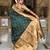 green paithani silk blend zari weaving saree with meenakari pallu 