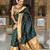 green paithani silk blend zari weaving saree with meenakari pallu 