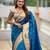turquoise paithani silk blend zari weaving saree with meenakari pallu 