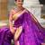 dark purple paithani silk blend zari weaving saree with meenakari pallu 