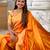 orange paithani silk blend zari weaving saree with meenakari pallu 