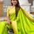 parrot green paithani silk blend zari weaving saree with meenakari pallu 
