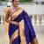 navy blue paithani silk blend zari weaving saree with meenakari pallu 