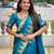 turquoise paithani silk blend zari weaving saree with meenakari pallu 