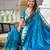 turquoise paithani silk blend zari weaving saree with meenakari pallu 
