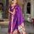 purple paithani silk blend zari weaving saree with meenakari pallu 
