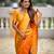 orange paithani silk blend zari weaving saree with meenakari pallu 