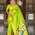 parrot green paithani silk blend zari weaving saree with meenakari pallu 