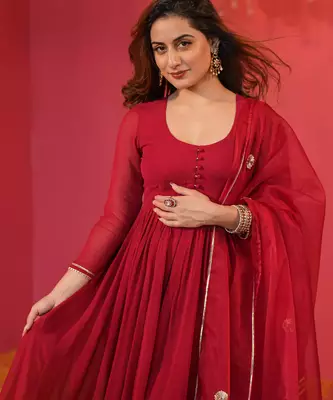  Designer Maroon Full Sleeve Suit Set With Dupatta 2