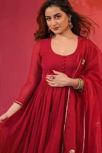  Designer Maroon Full Sleeve Suit Set With Dupatta