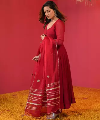  Designer Maroon Full Sleeve Suit Set With Dupatta 3