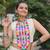 Off White Kora Cotton Kutchi Gamthi Work Blouse With Flared Lehenga