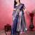 navy blue zari woven saree with motifs pallu