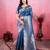blue zari woven saree with motifs pallu