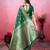 green zari woven saree with motifs pallu