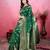 green zari woven saree with motifs pallu