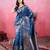 blue zari woven saree with motifs pallu