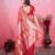 red zari weaving motifs saree with woven pallu