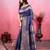 navy blue zari weaving motifs saree with woven pallu