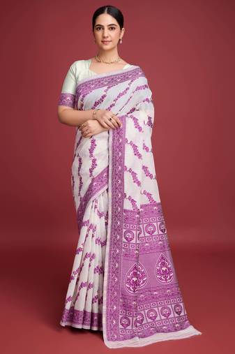 magenta all-over jacquard work saree 