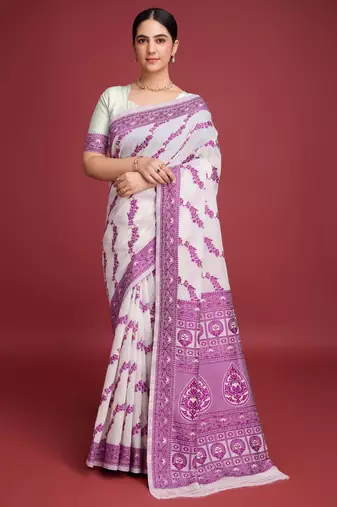 magenta all-over jacquard work saree 