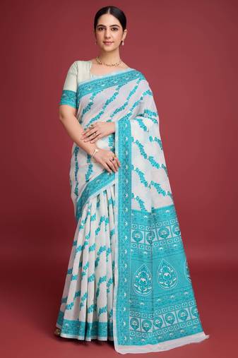 navy blue all-over jacquard work saree 