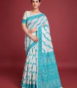 navy blue all-over jacquard work saree 