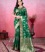 green zari woven saree with blouse