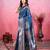 blue zari weaving motifs saree with woven pallu