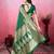 green zari weaving motifs saree with woven pallu
