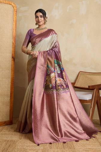 magenta soft silk blend saree with blouse