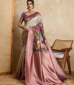 magenta soft silk blend saree with blouse